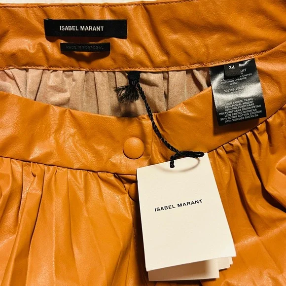 NWT Isabel Marant Davis asymmetric pleated faux leather maxi skirt - Picture 9 of 10